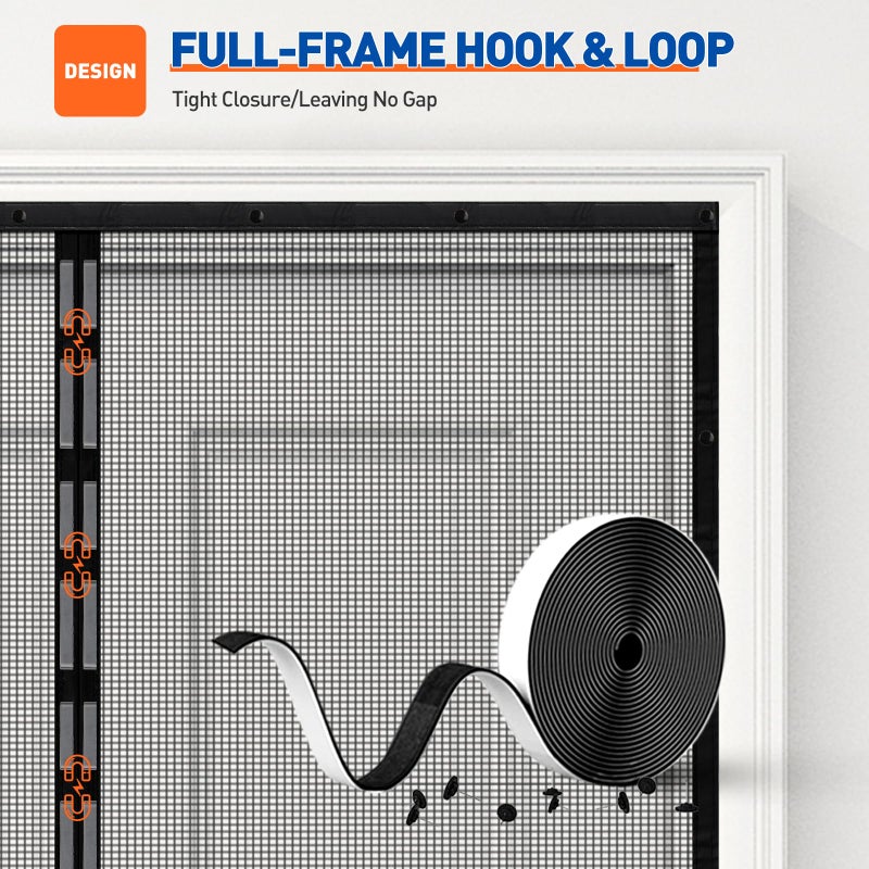 MAGZO Magnetic Screen Door Fit Door Size 48 x 83 Inch, Screen Size 50" x 84" Strong Magnet Mesh with Reinforced Hook & Loop for French, Sliding and Patio Entrances, Black - Image 5